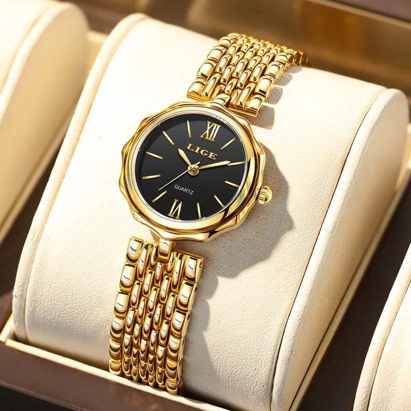 LIGE Gold Waterproof Ladies Watch