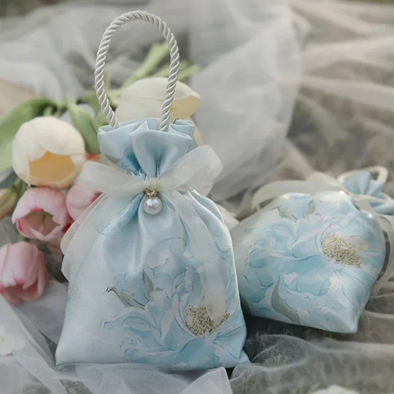 Bow Drawstring Gift Pouch Wedding Party
