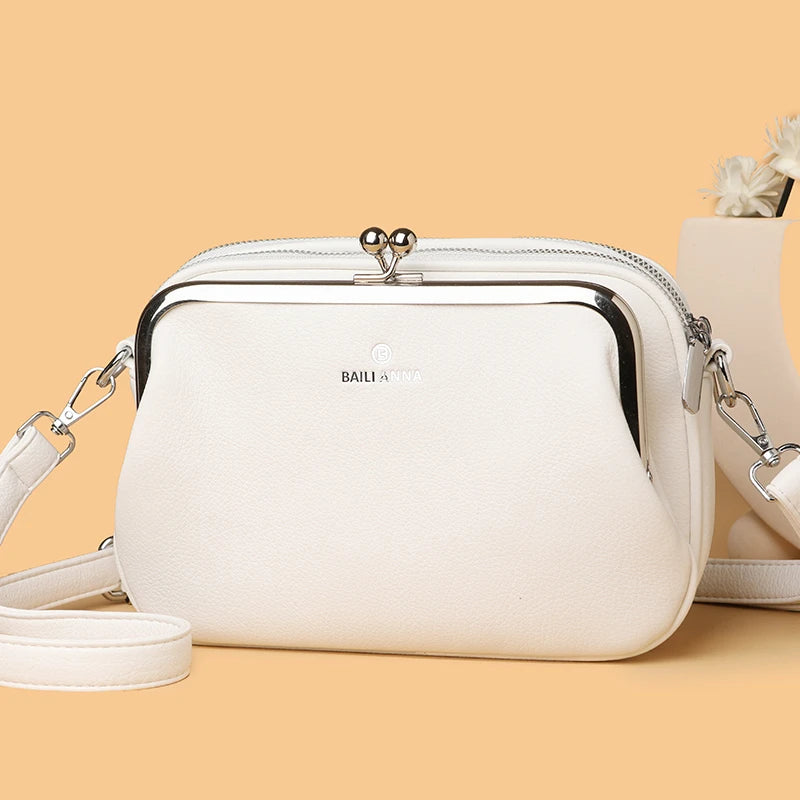 Women's Soft Leather Multi-Pocket Crossbody Bag