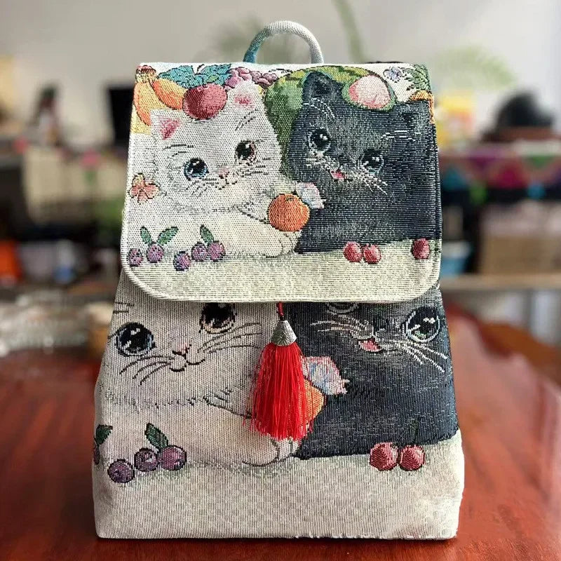 Canvas Backpack Ethnic Style