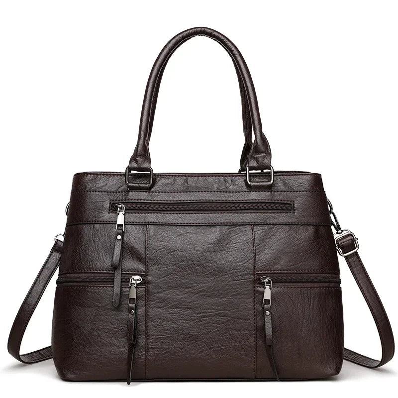 Leather Top-Handle Tote Bag