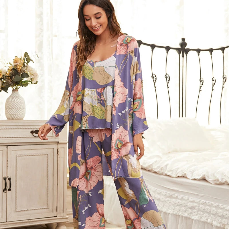 Women's 3-Piece Cartoon Pajama Set