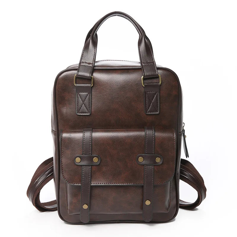 Leather Youth School Backpack
