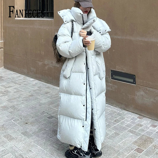 Long Korean Cotton Women Parka