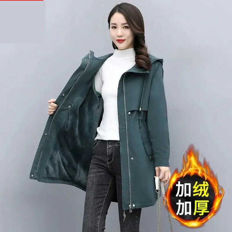 Hooded Velvet Women Parka