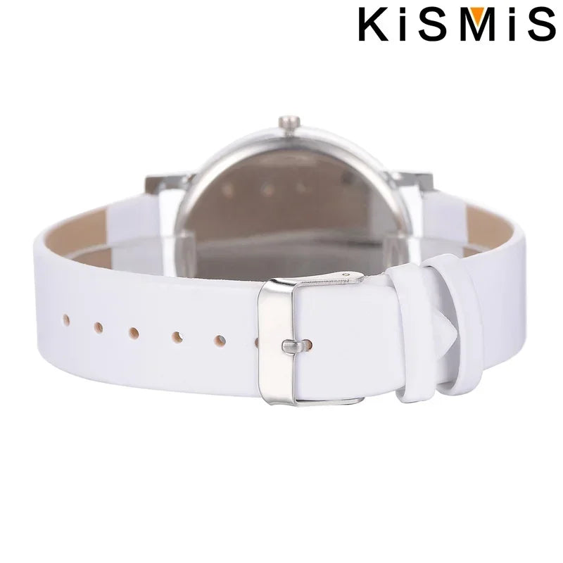 White Leather Round Face Watch