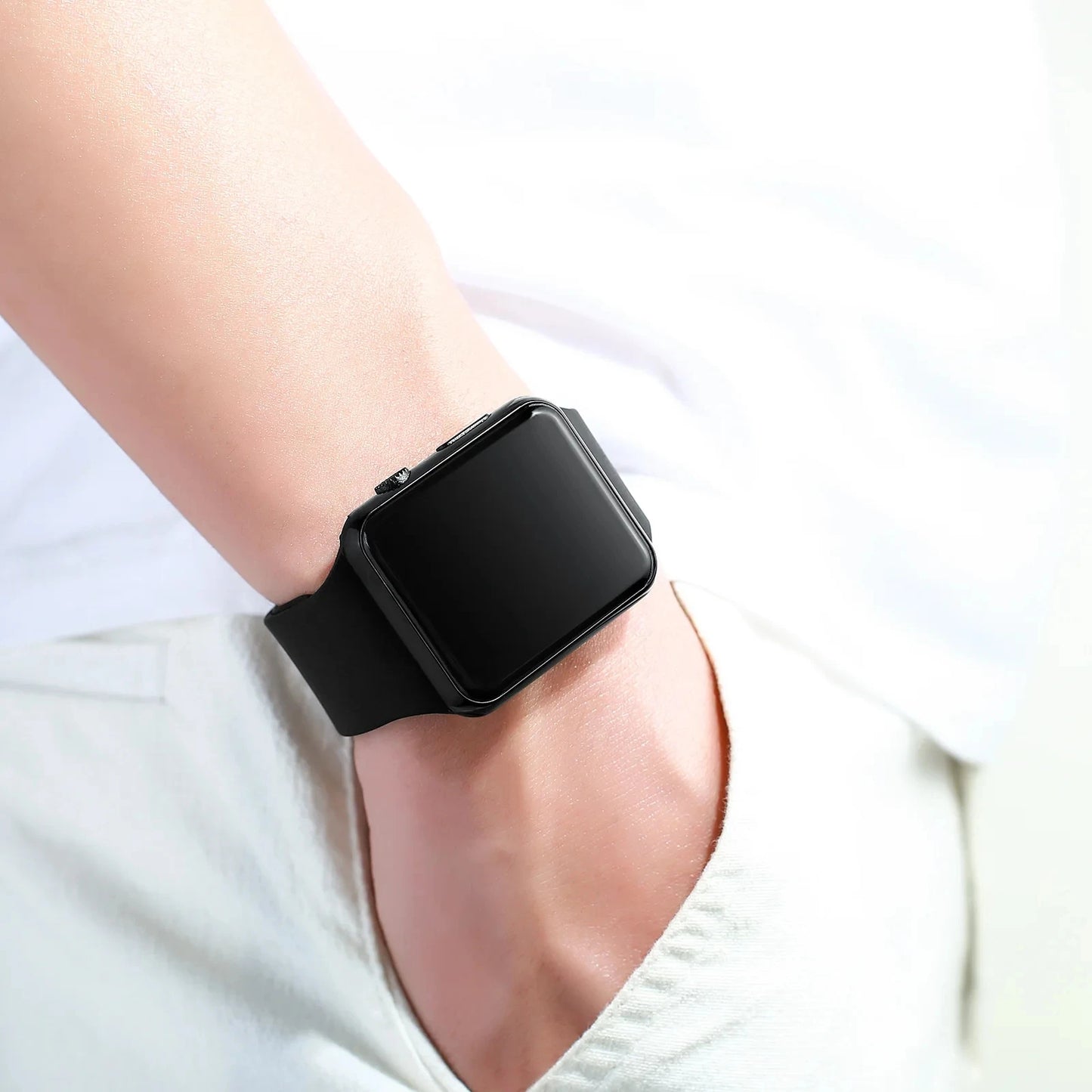Men's Black Silicone LED Watch