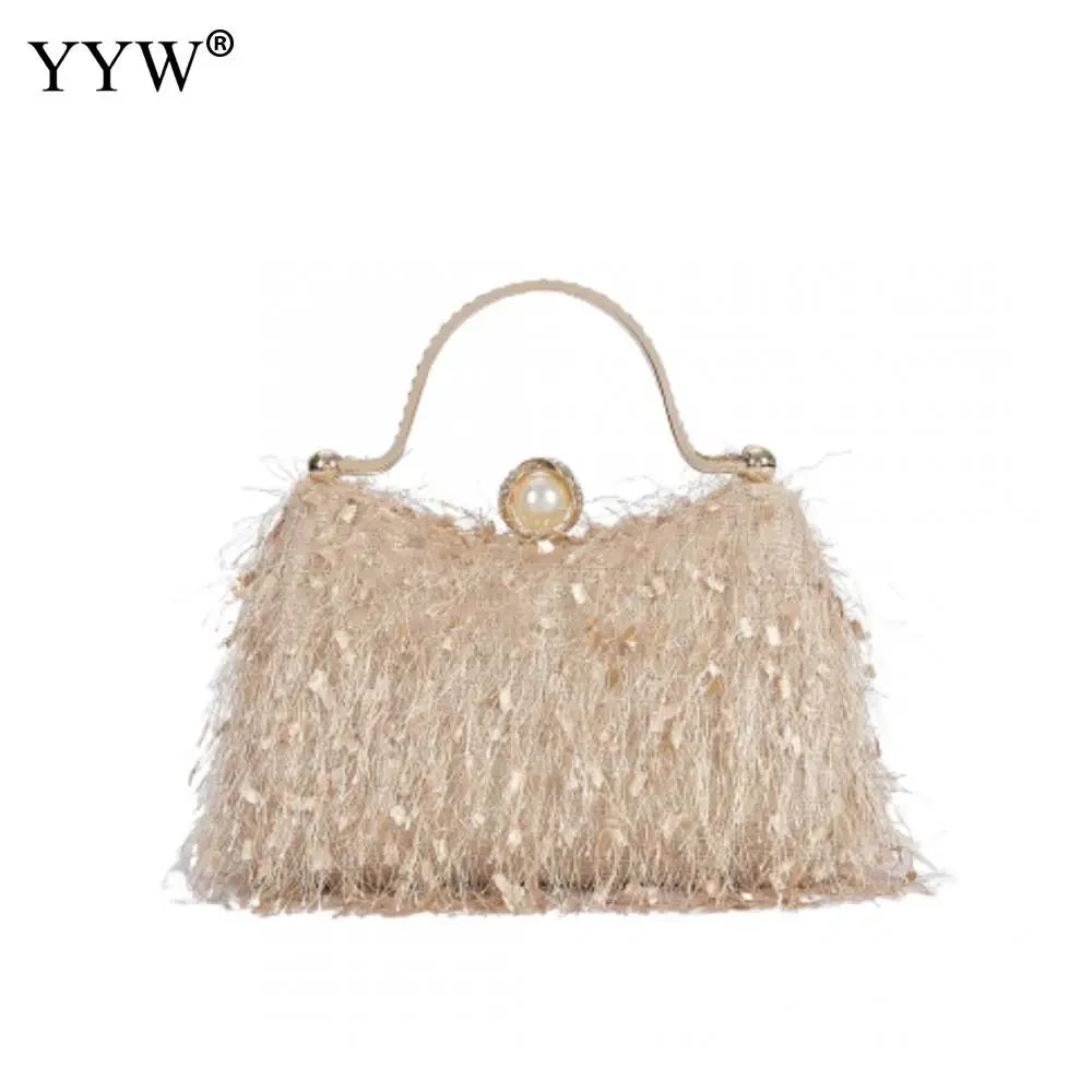 Women's Feather Tassel Nylon Evening Clutch