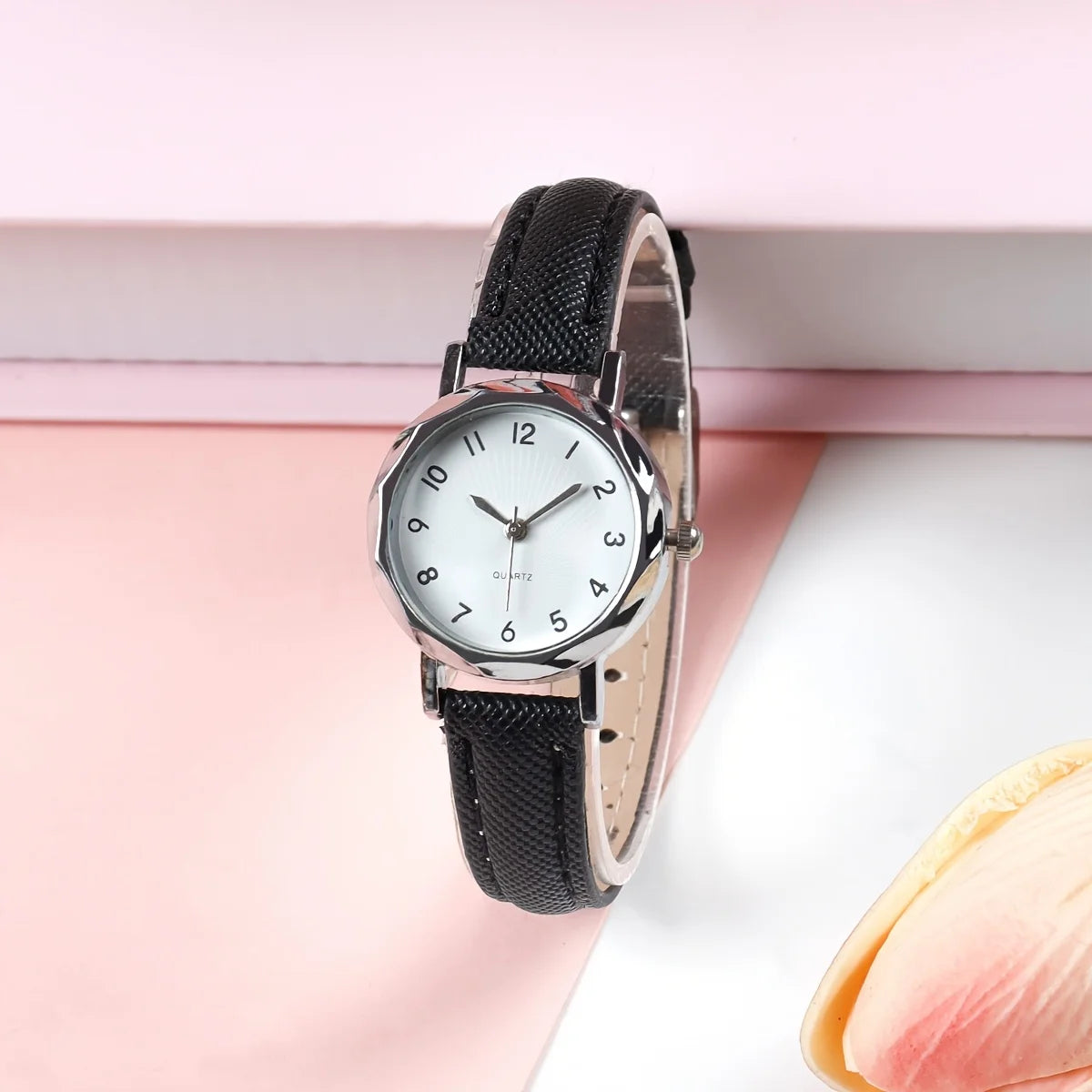 Women's Slim Leather Strap Quartz Watch