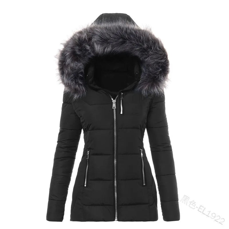 Fur Collar Hooded Women Parka