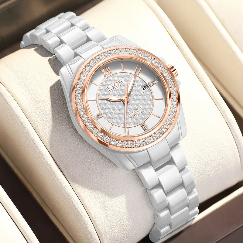 LIGE Ceramic Luminous Ladies Watch