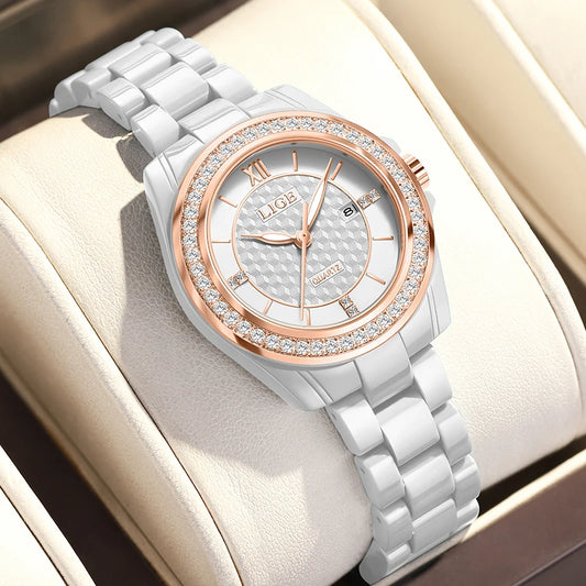 LIGE Ceramic Luminous Ladies Watch