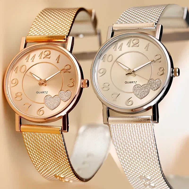 Rose Gold Heart Dial Ladies Watch