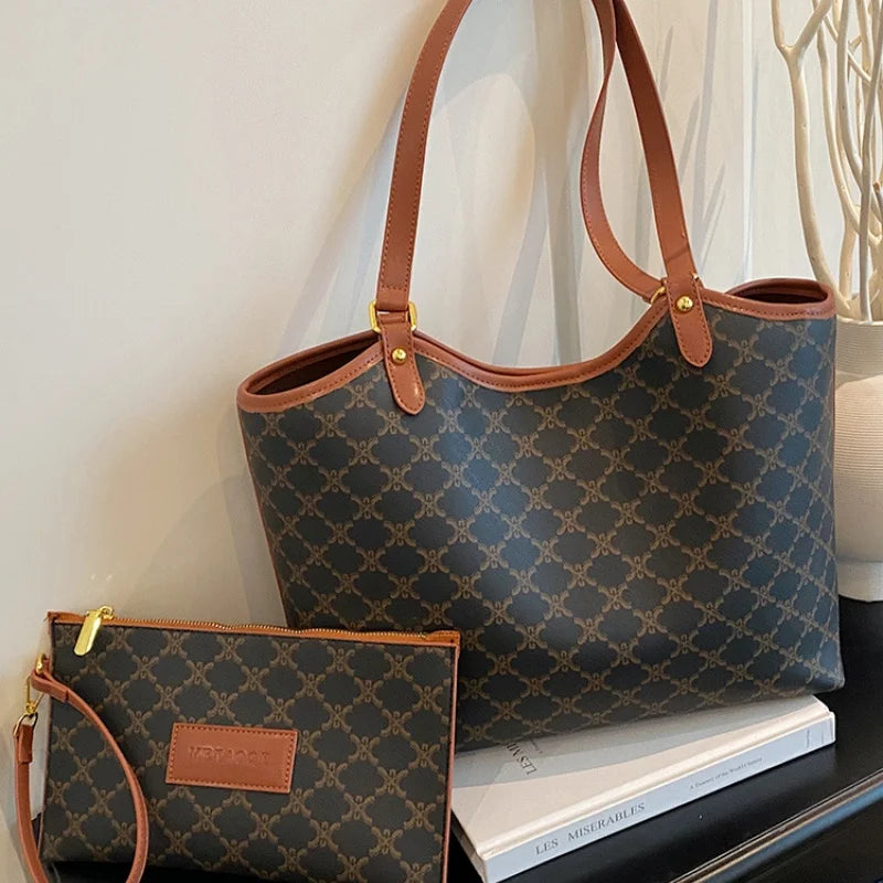 Geometric Pattern Shoulder Tote Bag