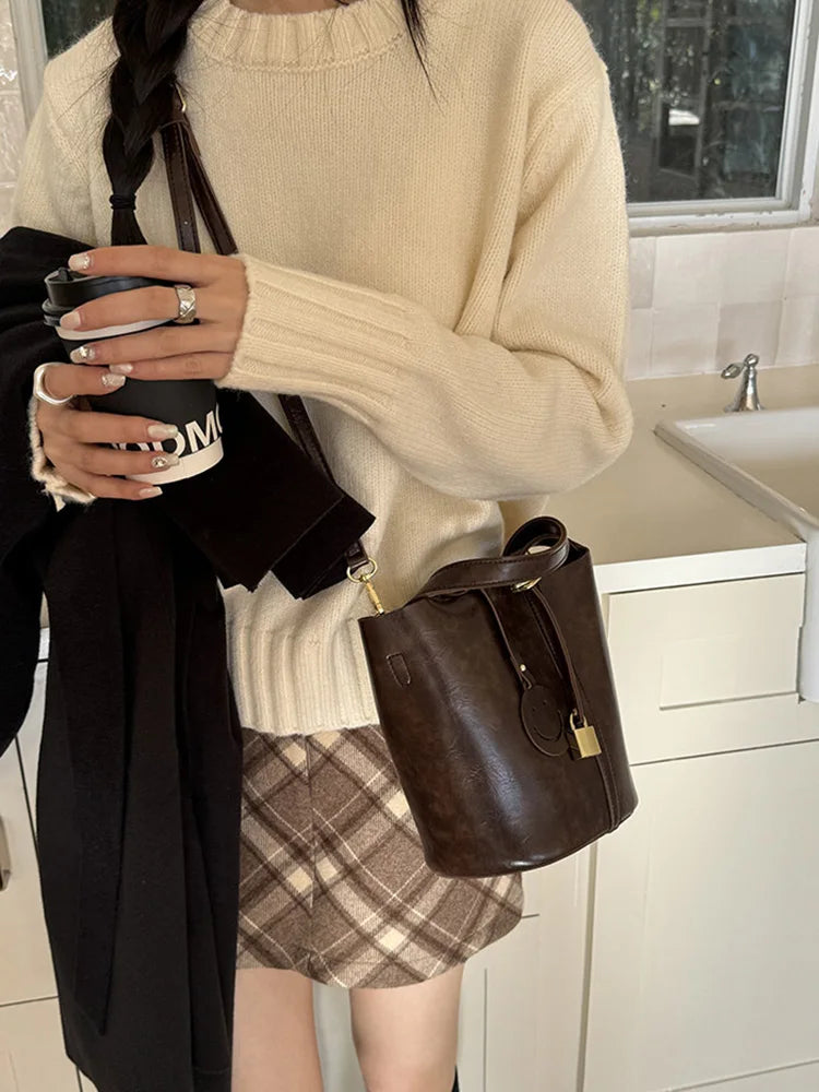 Luxury Leather Bucket Bag