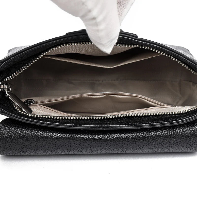 Women's Cowhide Leather Small Flap Crossbody Bag