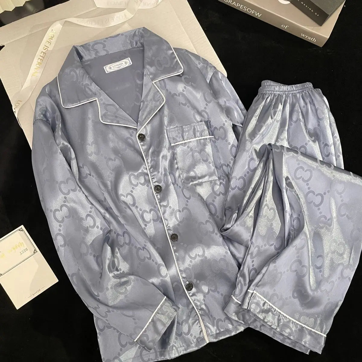 Ice Silk Men Loungewear Pajama Set
