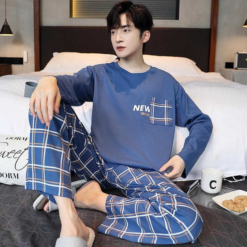 Cotton O-Neck Men Pajama Set