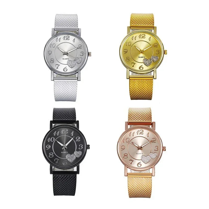 Rose Gold Heart Dial Ladies Watch