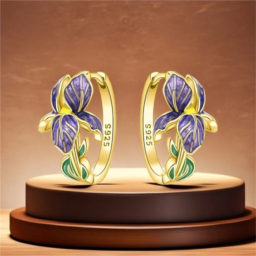 Women's S925 Silver Iris Hoop Earrings