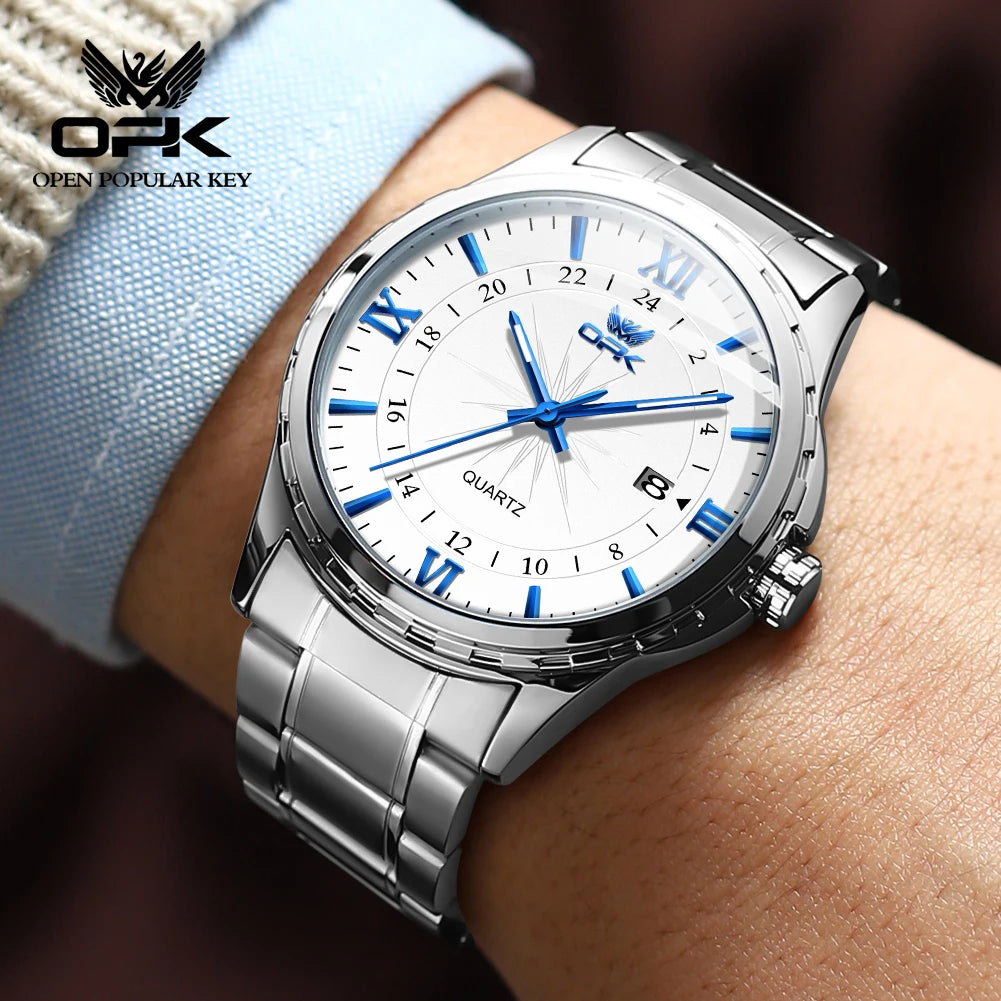 OPK Men's Steel Dual Calendar Quartz Watch