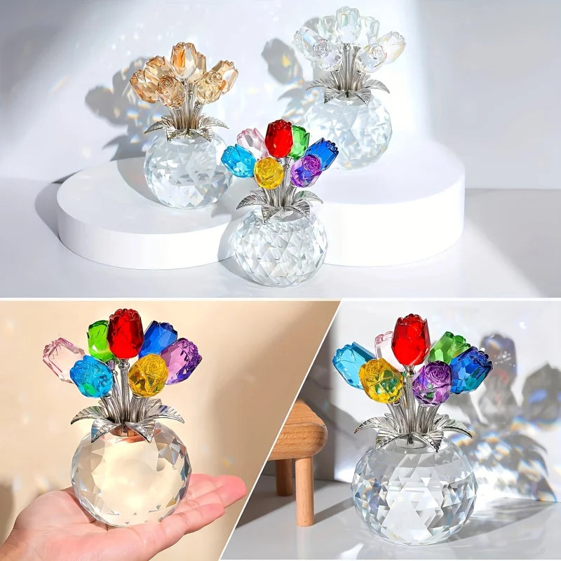 Colorful Crystal Rose Bouquet Eternal Gift