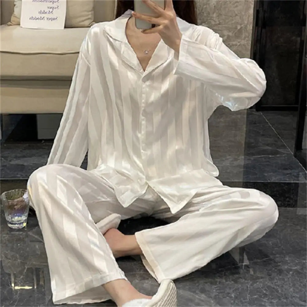 Women's Striped Satin Pajama Set