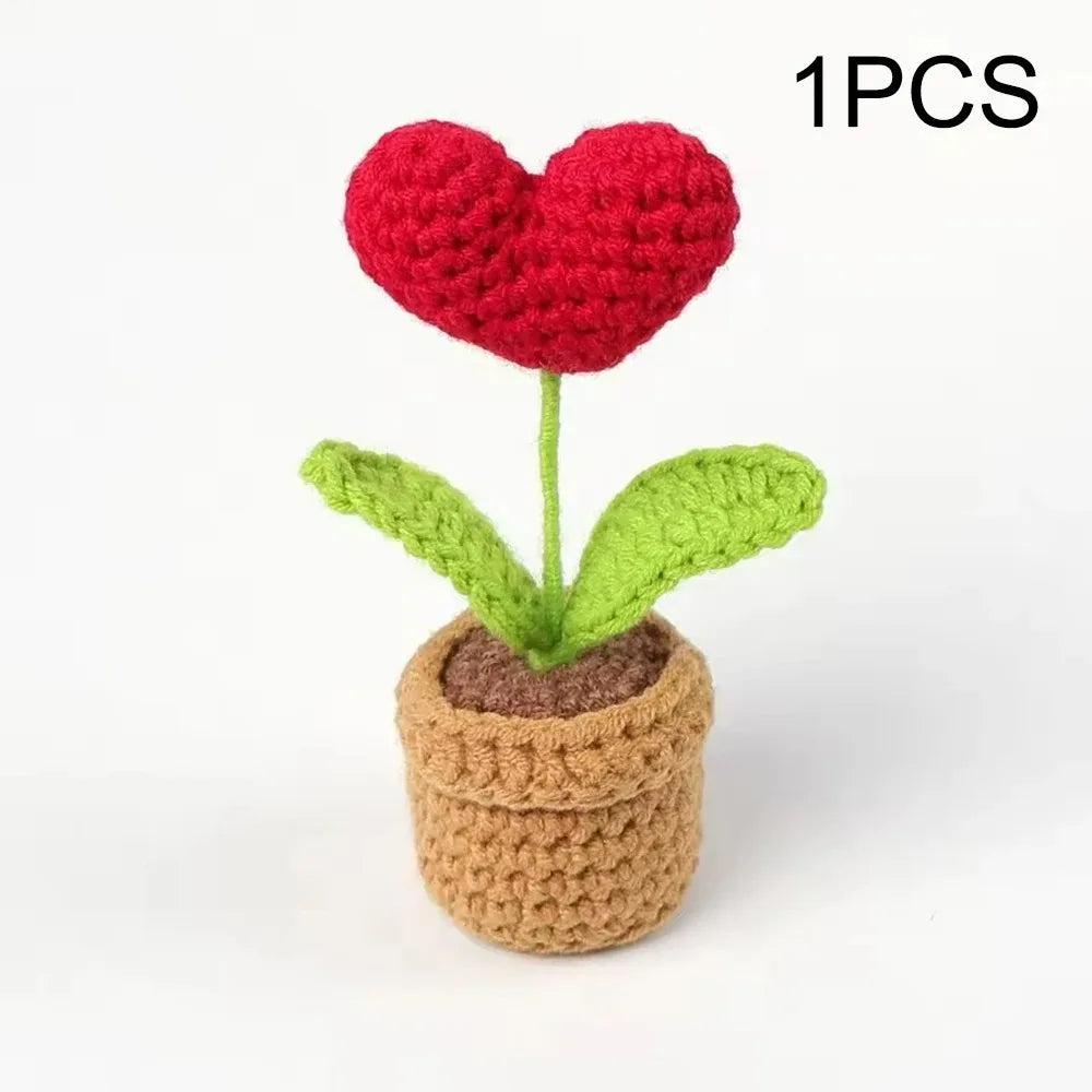 Crochet Flower Pot Simulation Plant Decor Gift