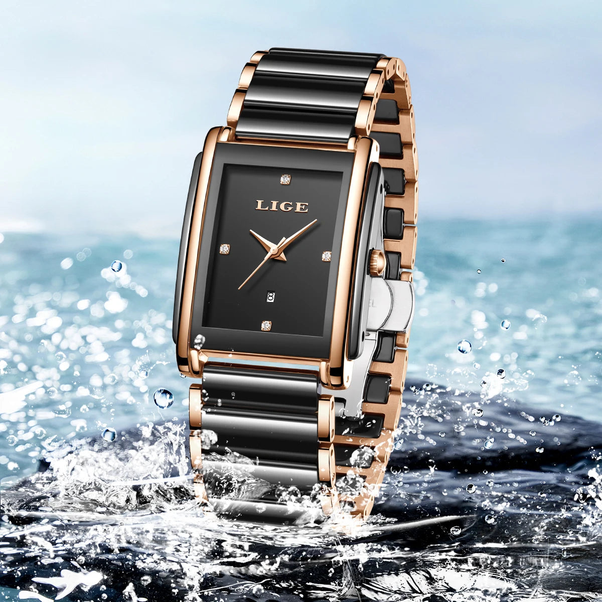 LIGE Women's Ceramic Strap Quartz Watch