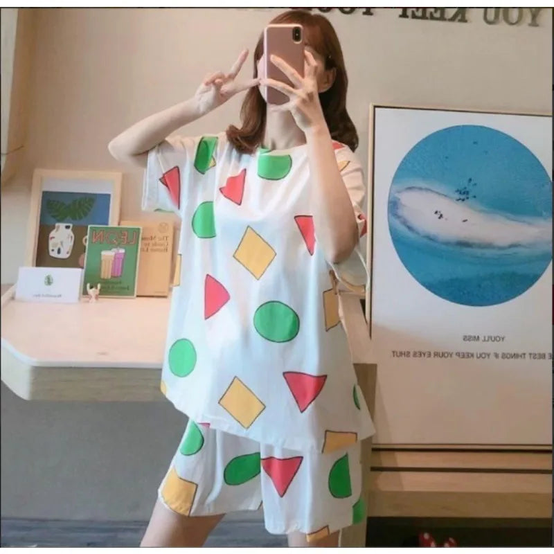 Couple Cartoon Print Pajama Set