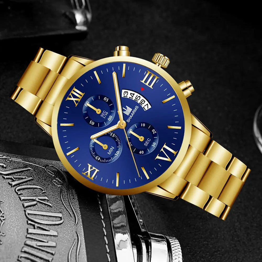 Men's Steel Calendar Business Quartz Watch