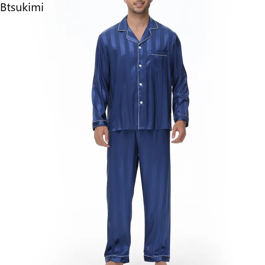Men's Silk Satin Long Sleeve Pajama Shirt