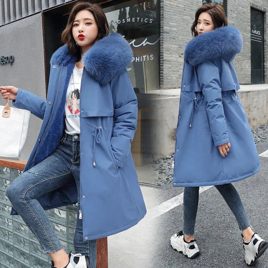 Waisted Fur Collar Down Jacket