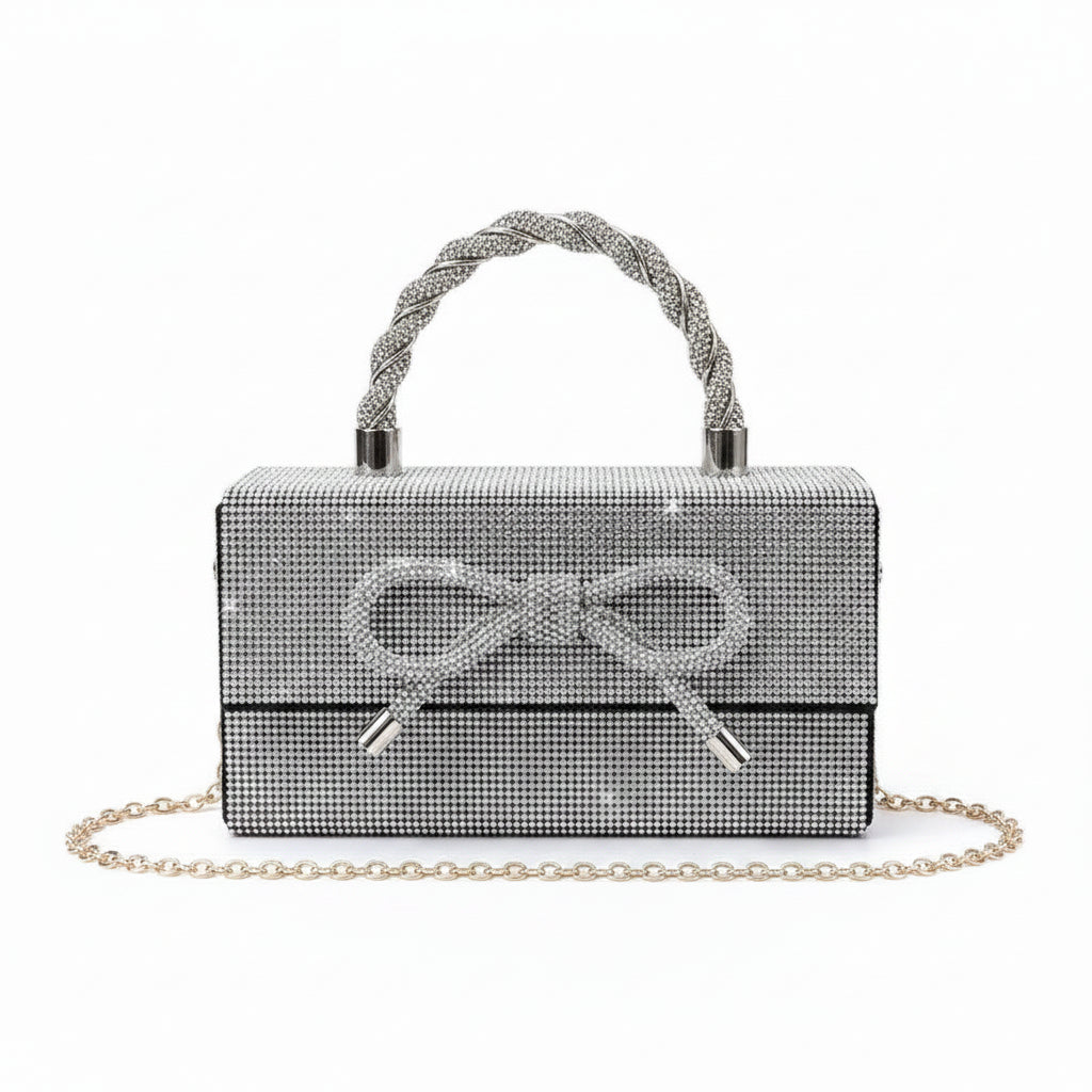 Women's Rhinestone Box Evening Clutch Gold