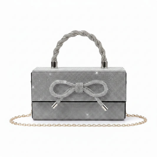 Women's Rhinestone Box Evening Clutch Gold
