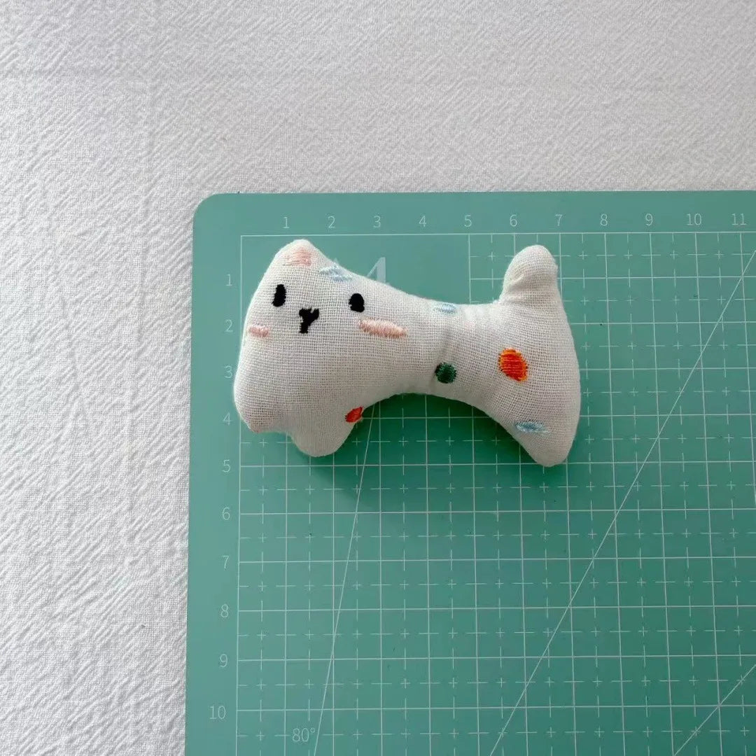 Bear Cat Fabric Brooch Handcrafted Pin