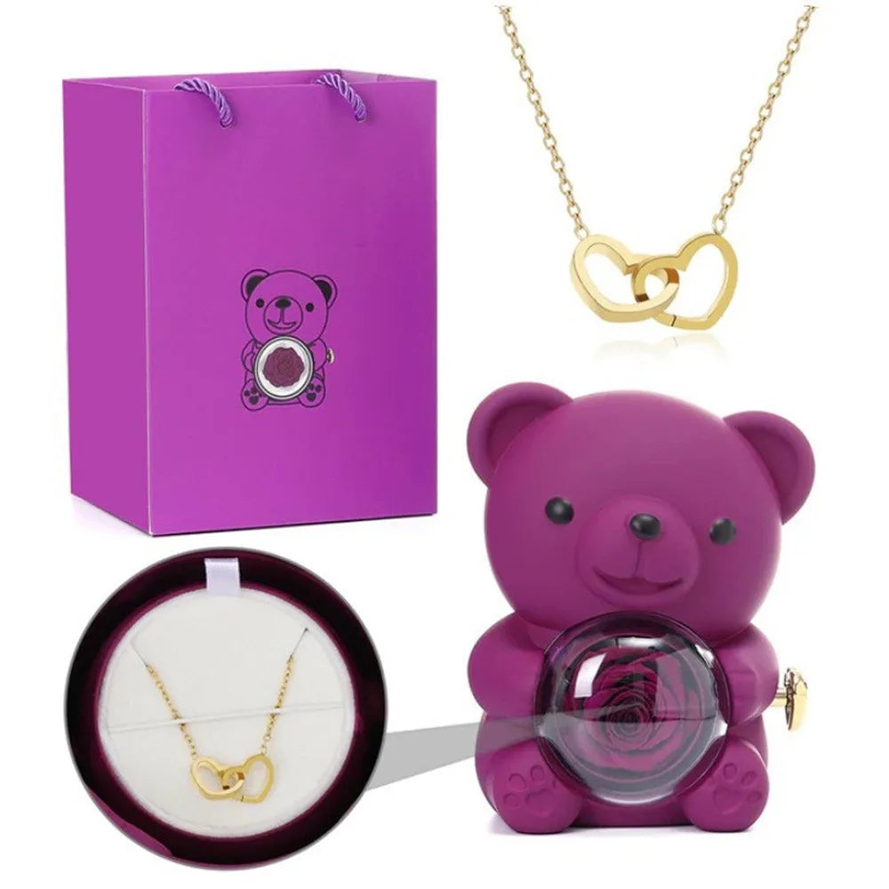 Teddy Bear Rose Jewelry Box