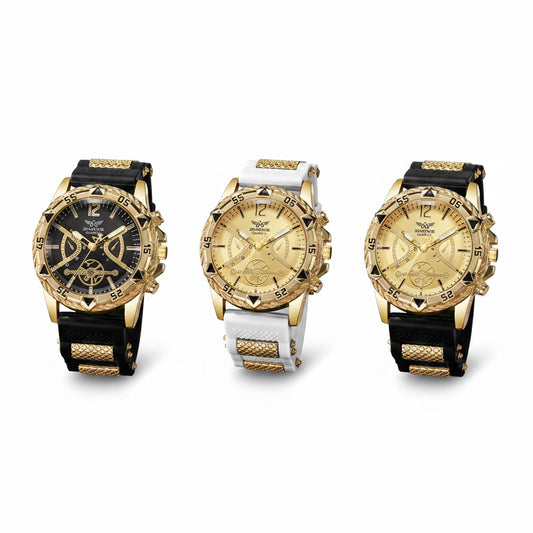 Men's Sports Watch Set with Silicone Band (3pcs)