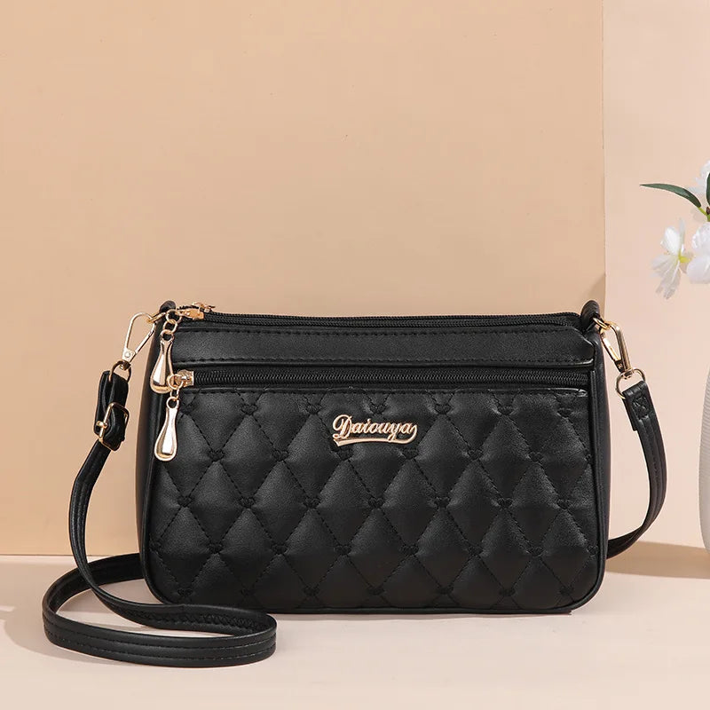Embroidery Zipper Crossbody Bag