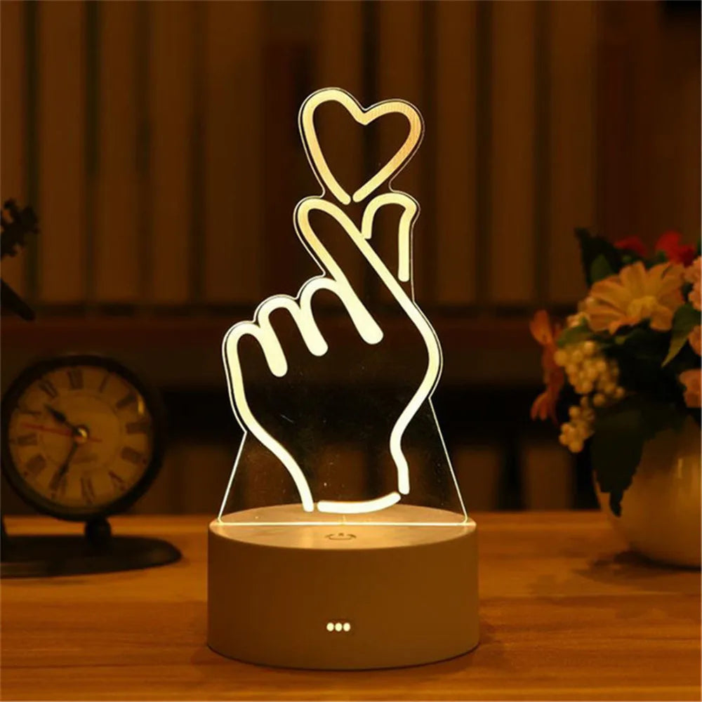 3D Acrylic Neon Sign LED Night Light USB