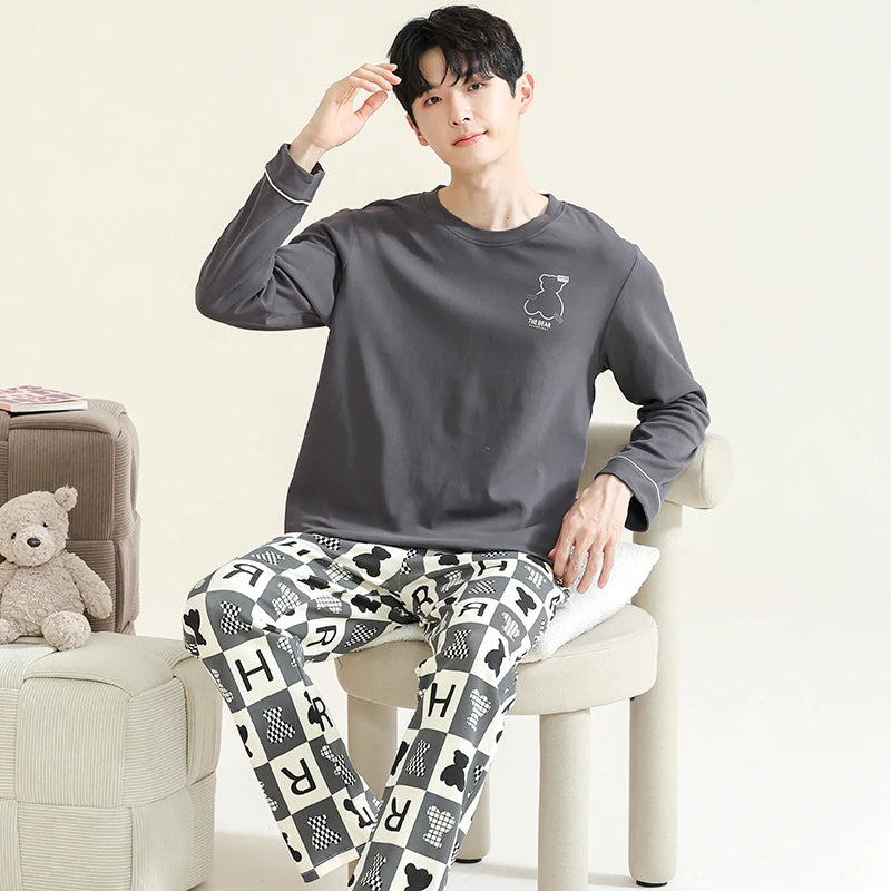 Cotton O-Neck Men Pajama Set