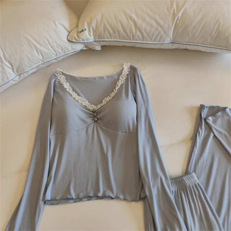 Women's Modal Pajama Set with Chest Cup