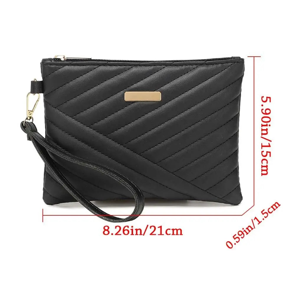 Women's Leather Envelope Wristlet Clutch Bag