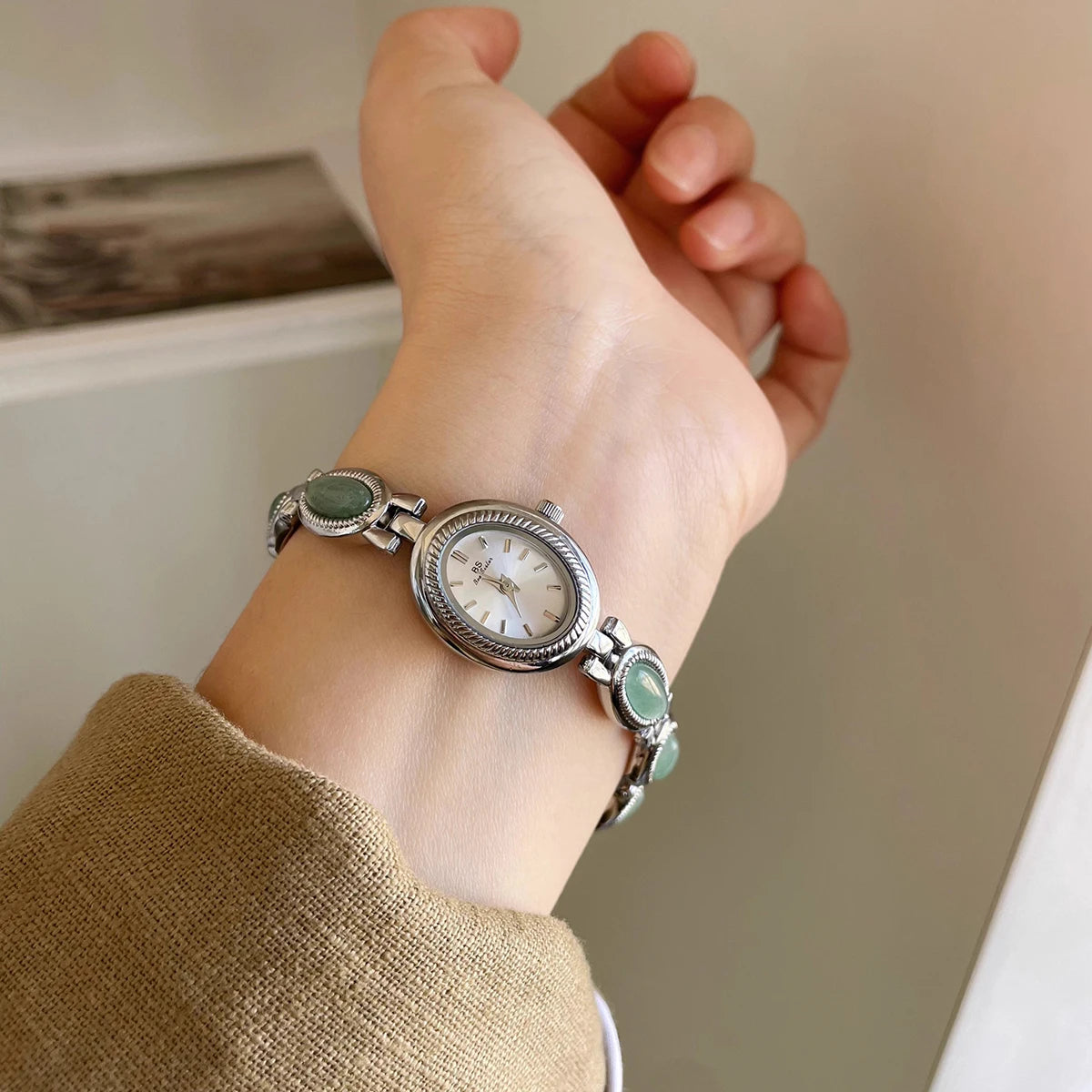 Jade Green Quartz Bracelet Watch