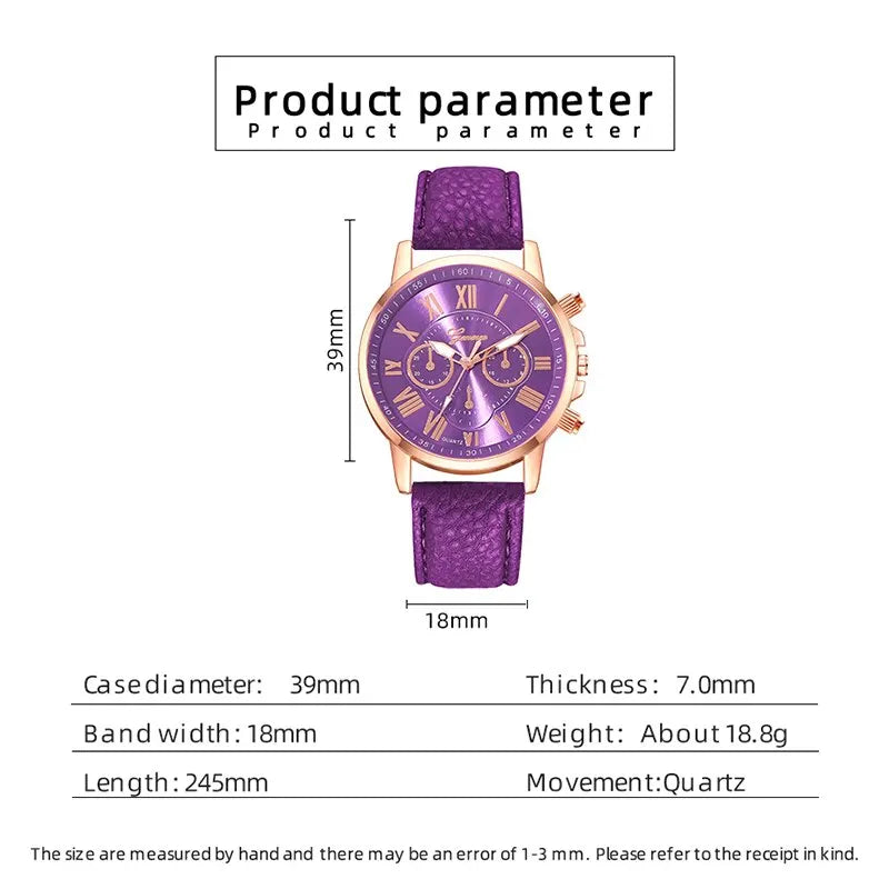 Women's Purple Leather Quartz Watch
