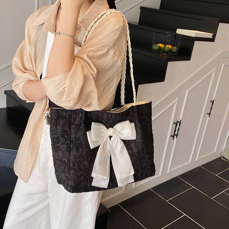 Bow Microfiber Large Tote Bag