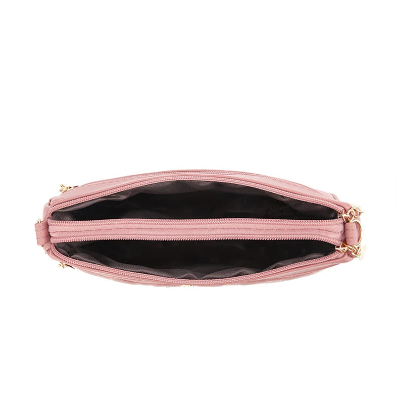 Embroidery Zipper Crossbody Bag