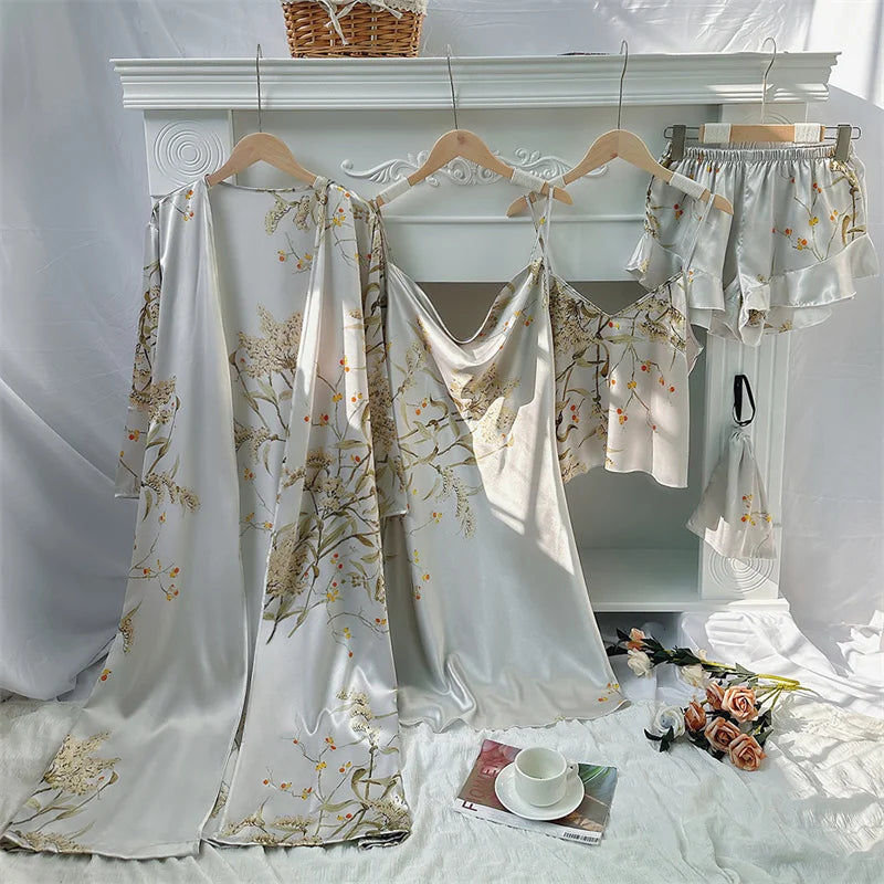 Women's 5-Piece Kimono Pajama Set