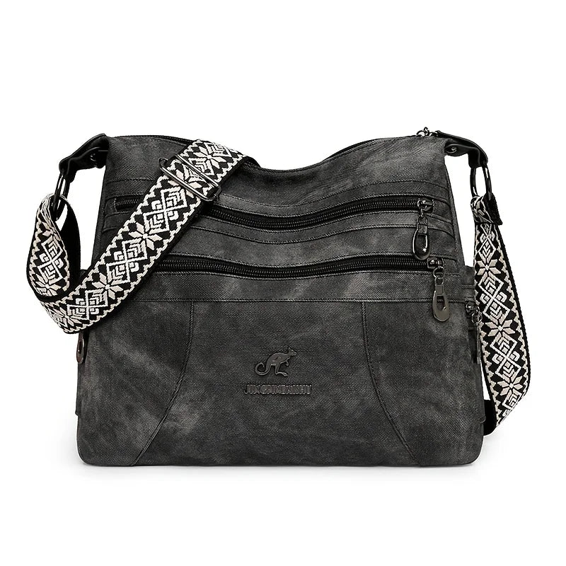 Denim Multi-Layer Crossbody Bag
