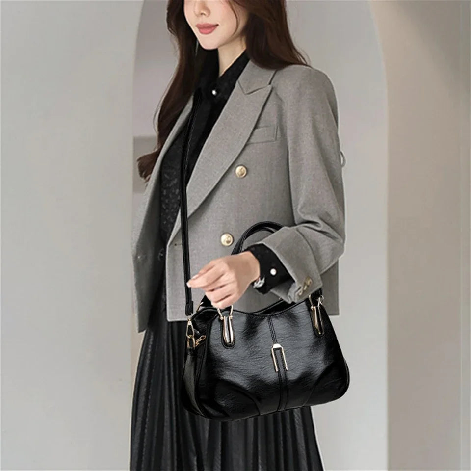 Women's Leather Commuter Tote Crossbody Bag